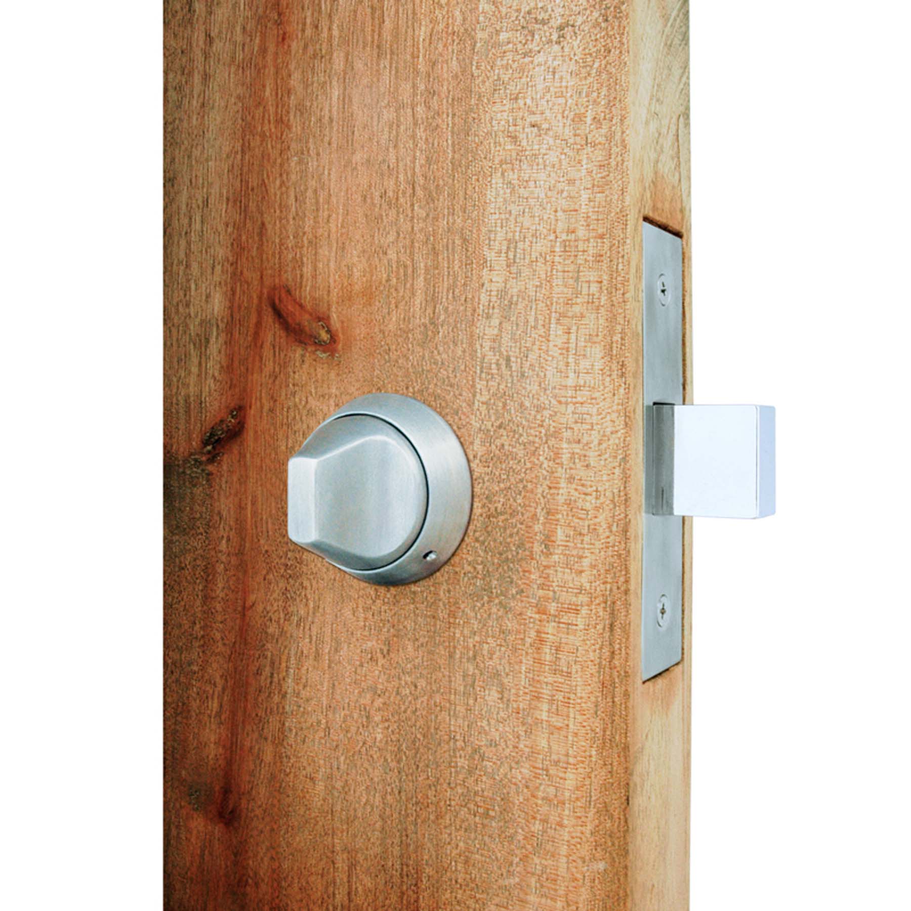 Close up of the deadbolt lock with ligature resistant thumb turn