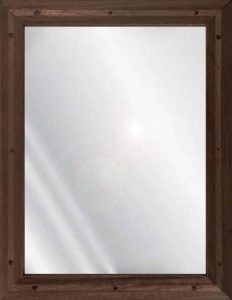 Ligature resistant wood framed stainless steel mirror in walnut