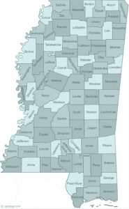 Mississippi state with counties