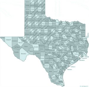 Texas state with counties