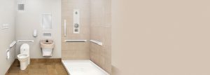 bathroom filled with ligature resistant products