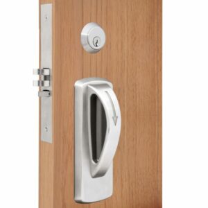 DH425 5-Point Ligature Resistant Door Latch Set in a sleek, mortise design. Engineered for behavioral healthcare facilities, the latch set features smooth, angled edges to minimize ligature risk, enhancing patient safety. Constructed with durable materials for long-term use, this door latch set includes five secure latch points for enhanced stability. Suitable for institutional settings prioritizing safety without sacrificing functionality.