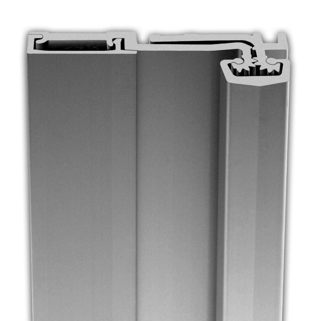 Full-Surface-1024x1024 Ligature Resistant Full Surface Geared Hinge DH400 in clear anodized aluminum, designed for high-traffic doors. Features full-length hinge with self-lubricating bearings, suitable for doors 1-3/8” to 2-1/4” thick. BHMA Grade 1 certified.